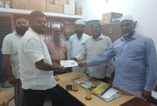 முத்தமிழ் நகரில் நடைபெற்றுக் கொண்டிருக்கும் மதரஸா கட்டுமான பணிக்காக ரூபாய் 50,000 நிதி உதவி  வழங்கப்பட்டது